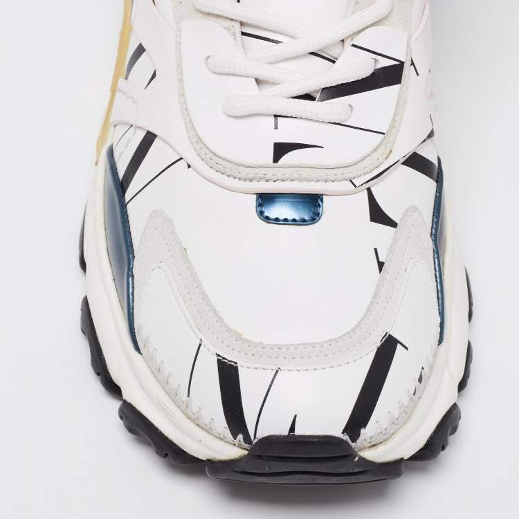 Valentino Multicolor Leather And Suede Lace Up Sneakers Size 44