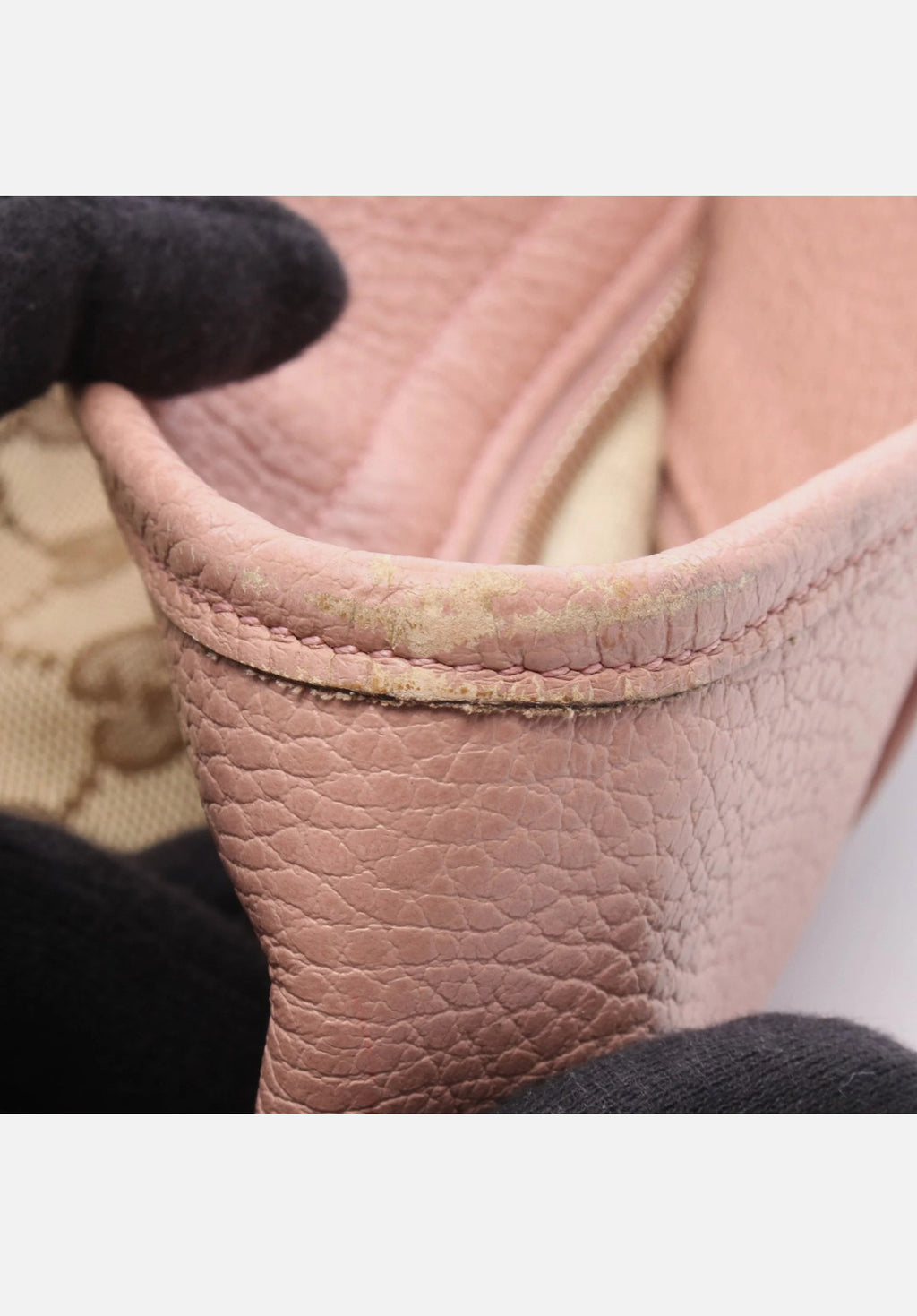 Gucci Canvas Leather Shoulder Tote Bag Beige Brown Pink