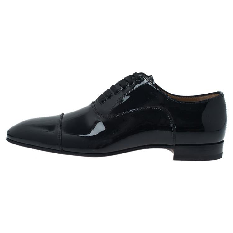 Christian Louboutin Black Patent Greggo Flat Oxfords Size 41