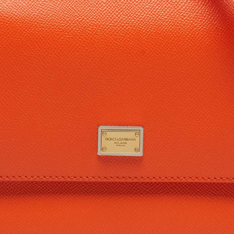 Dolce & Gabbana Miss Sicily Medium Orange Leather Top Handle Bag