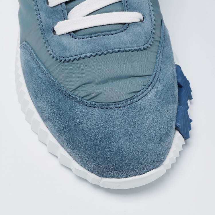 Hermes Blue Neoprene and Suede Bouncing Sneakers Size 37