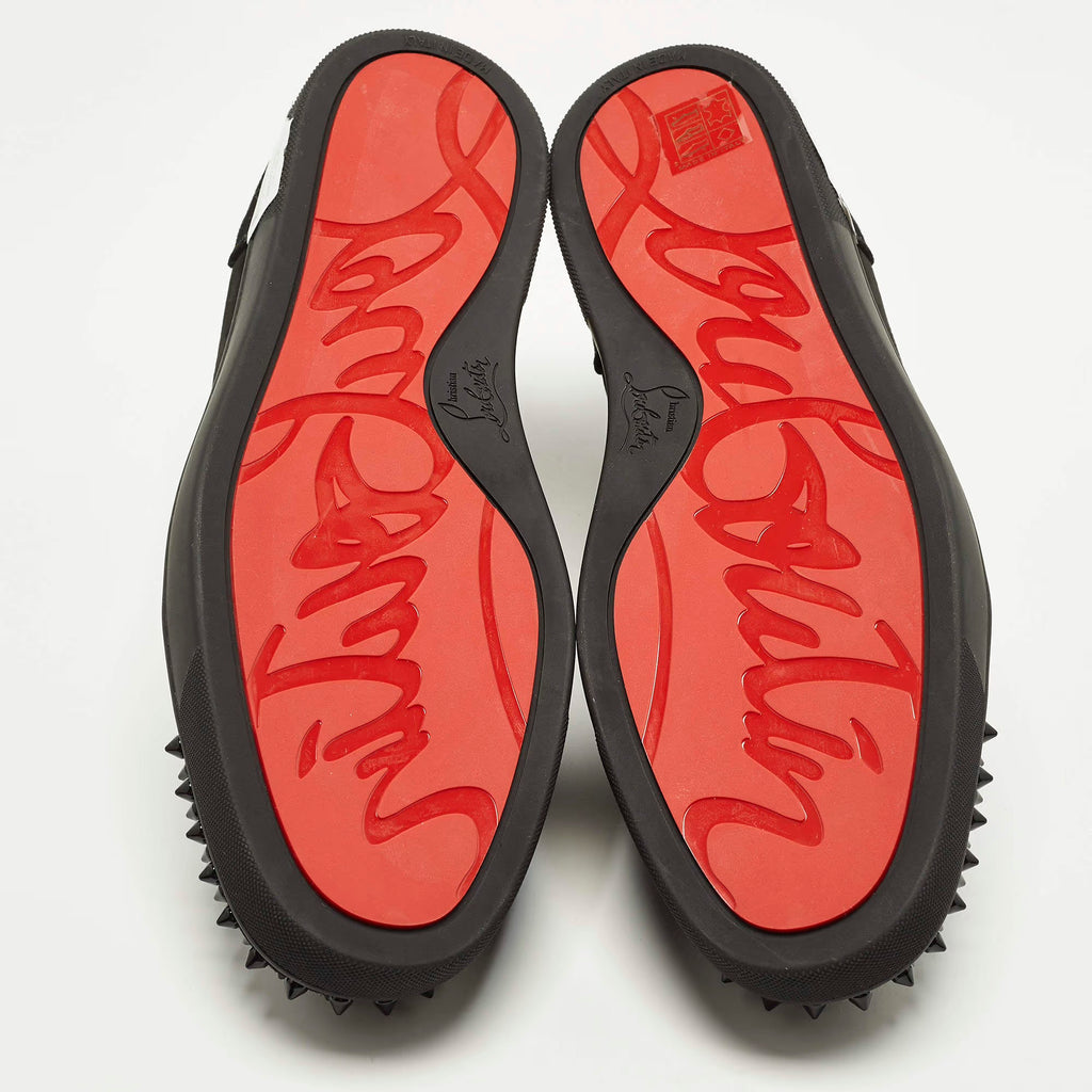 Christian Louboutin Louis Junior Spikes Size 44.5 Black Suede Low Top Sneakers