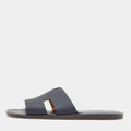 Hermès Navy Blue Leather Izmir Flat Slides Size 45