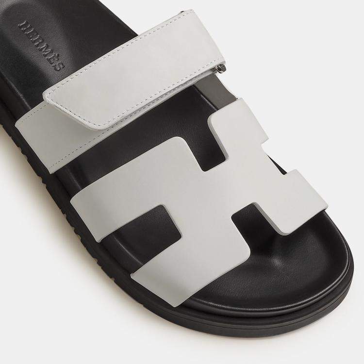 Hermes Black and white Rubber Chypre sandal 36
