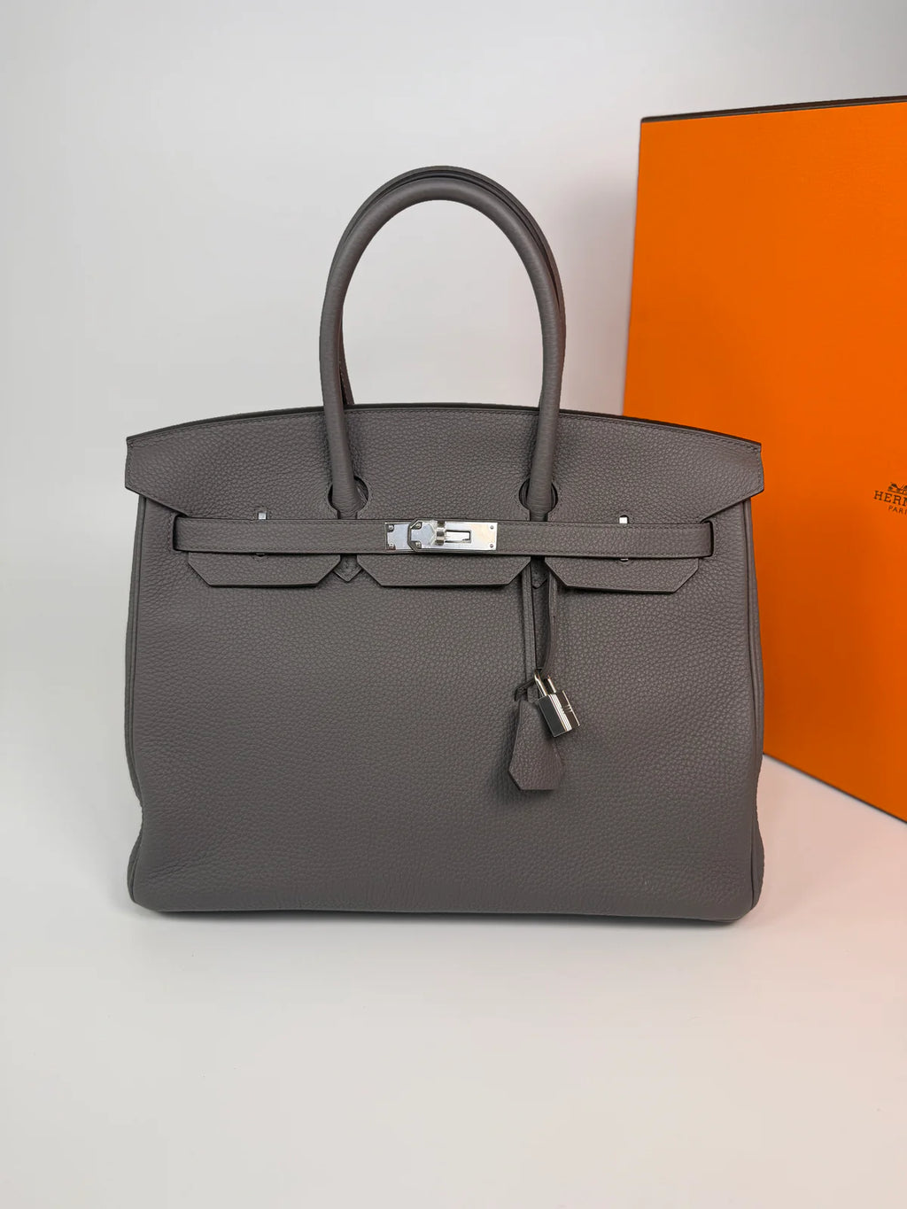 HERMÈS BIRKIN 35 IN GRIS ETAIN TOGO LEATHER WITH PALLADIUM HARDWARE