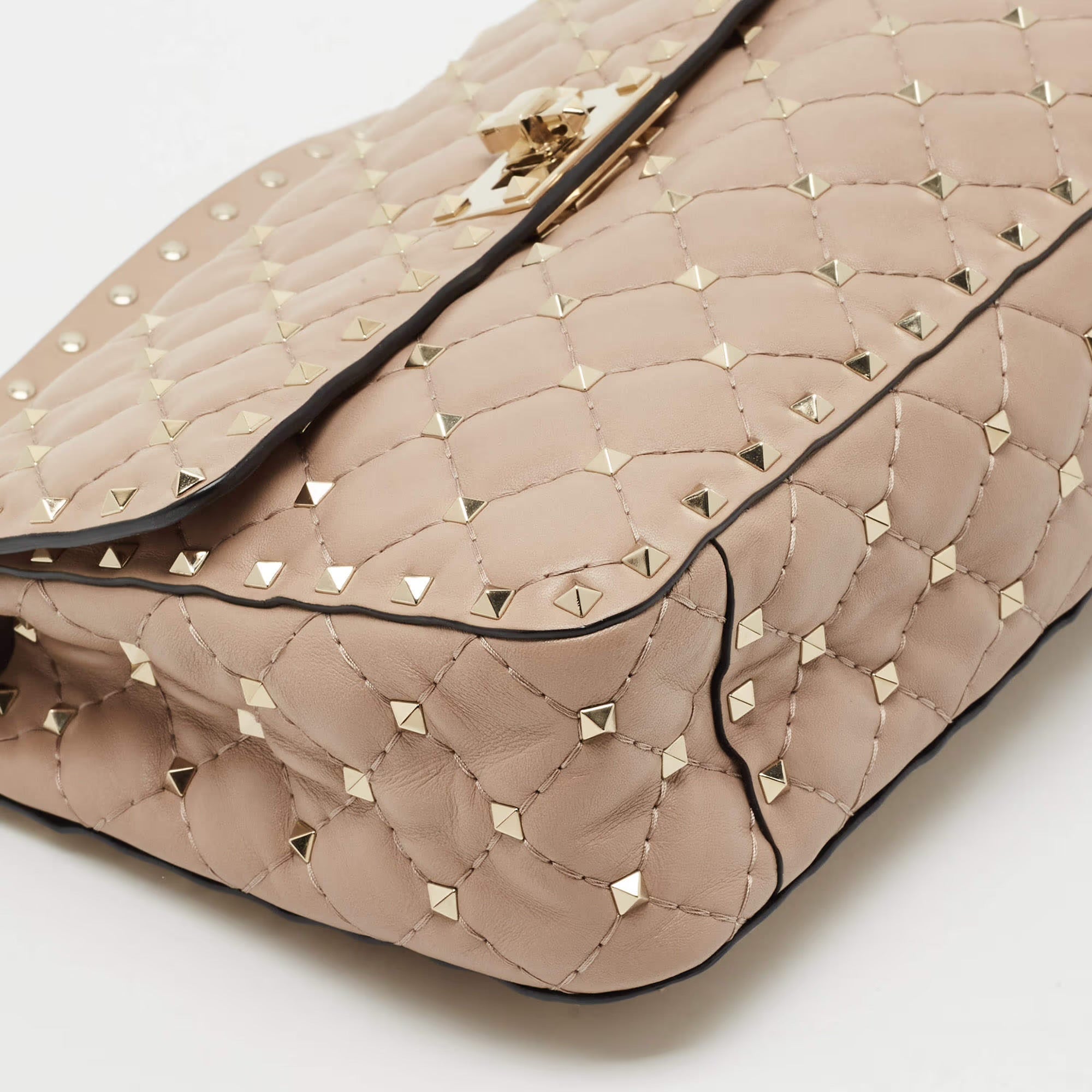 Valentino Rockstud Spike Medium Old Rose Leather Top Handle Bag