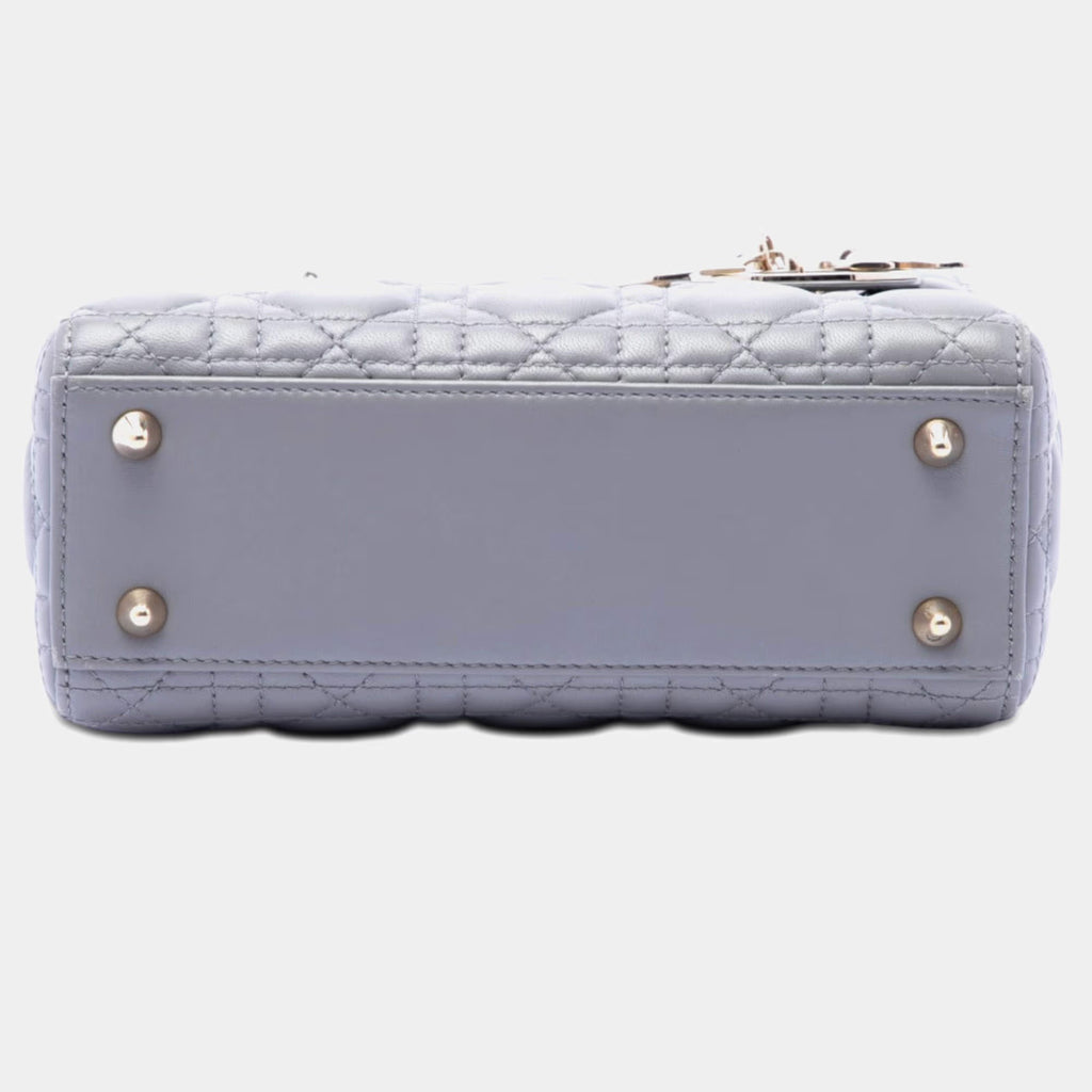 Dior Lady Dior My ABC Small Light Gray Lambskin Cannage Handbag