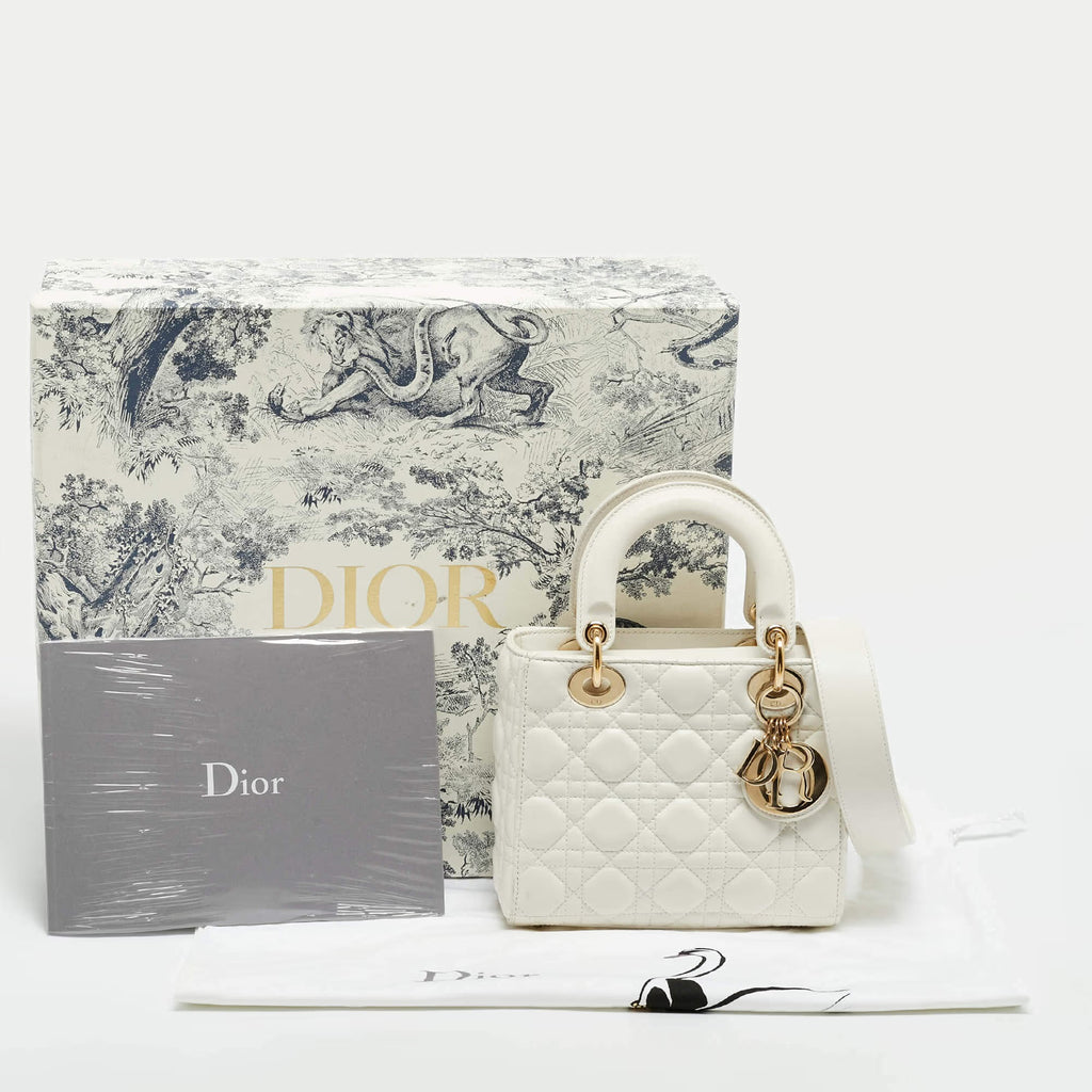 Dior Lady Dior My ABCDior Small White Cannage Leather Tote