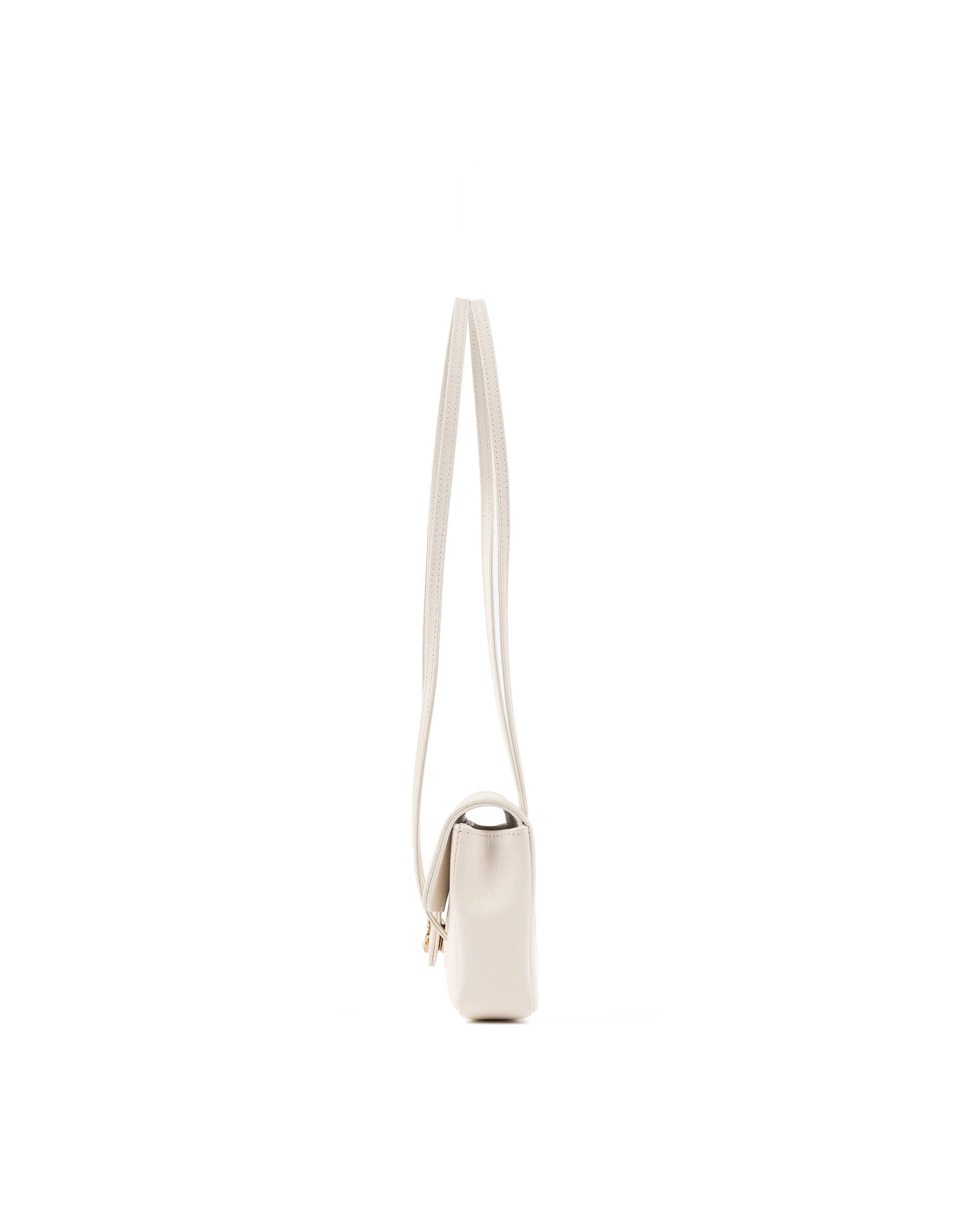 Chanel Clutch White Leather Strap in Grained Shiny Calfskin and Gold Tone Metal