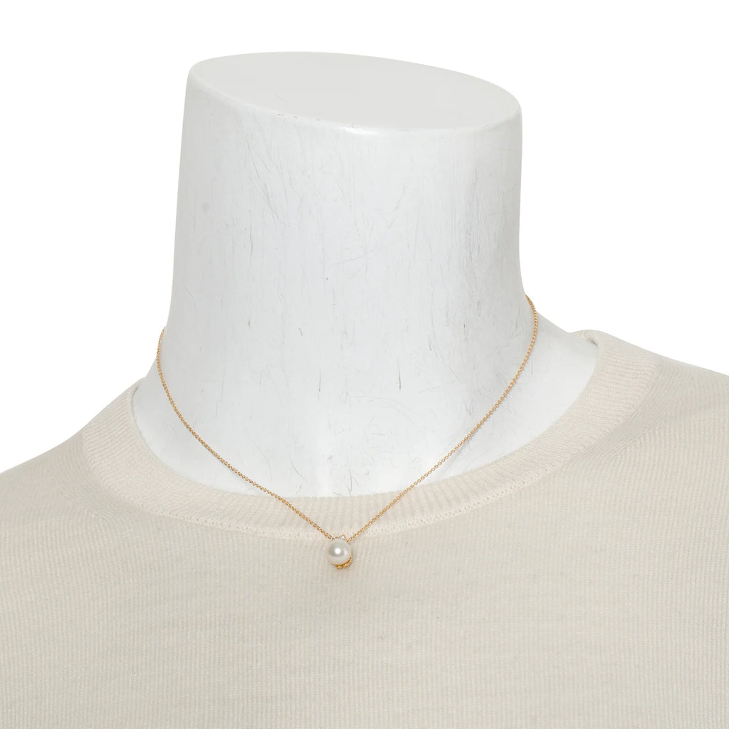 Tiffany & Co 18k Yellow Gold Diamond Signature Pearl Pendant Necklace