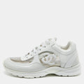 Chanel White PVC and Patent Leather CC Low Top Sneakers Size 39.5