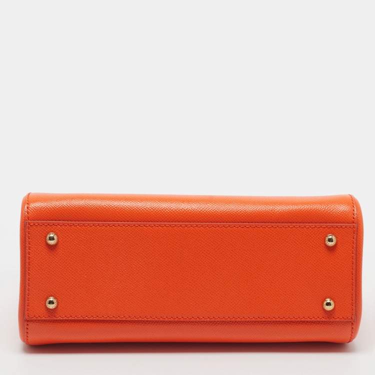 Dolce & Gabbana Miss Sicily Medium Orange Leather Top Handle Bag