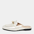 Hermes Silver Textured Suede Oz Flat Mules Size 36.5