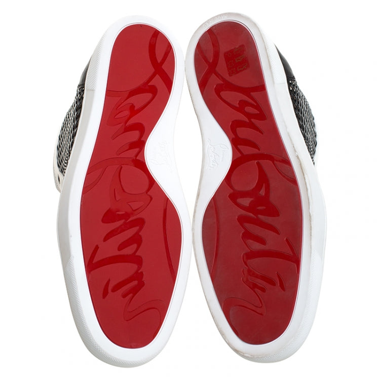 Christian Louboutin Black/White Leather Rantus High Top Sneakers Size 44