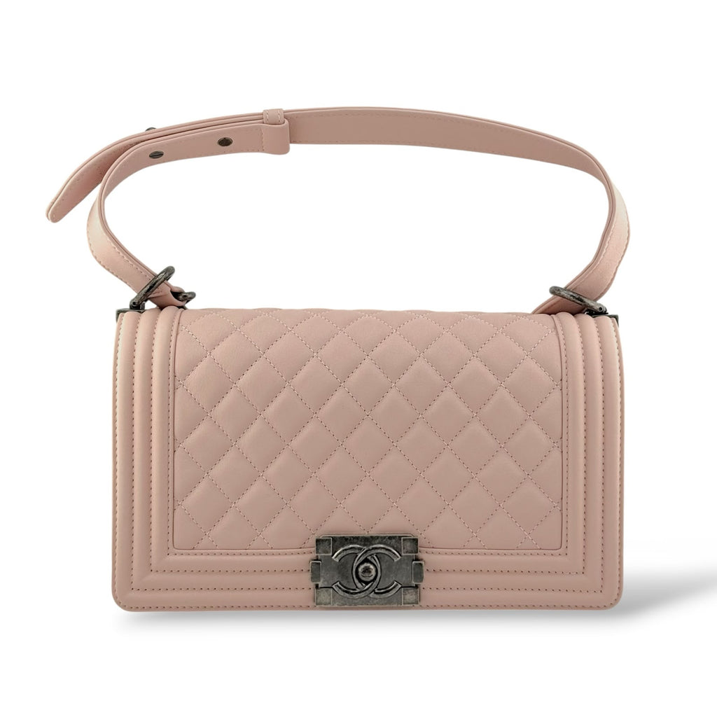 Chanel Light Pink Quilted Old Medium Swift Boy Bag