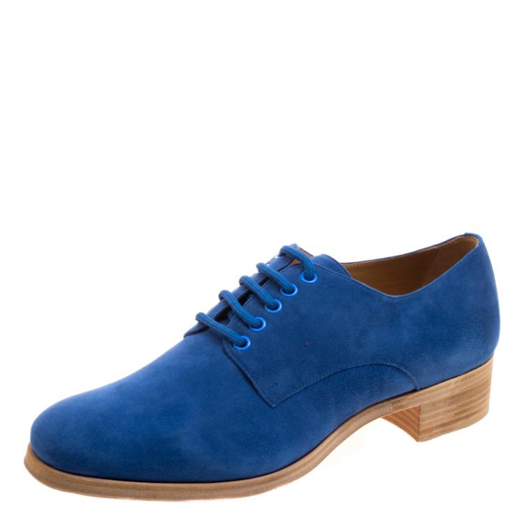 Christian Louboutin Blue Suede Chorale Lace Up Derby Size Size 42