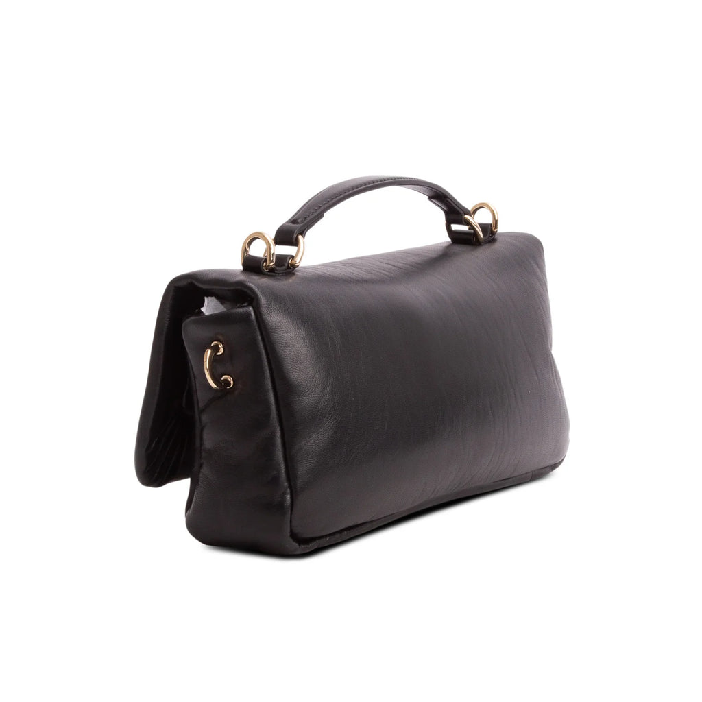 Gucci Black Lambskin Small GG Milano Top Handle Shoulder Bag