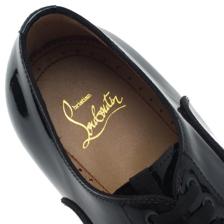 Christian Louboutin Black Patent Greggo Flat Oxfords Size 41