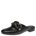Chanel Black Leather Braided Chain Mules Size 41