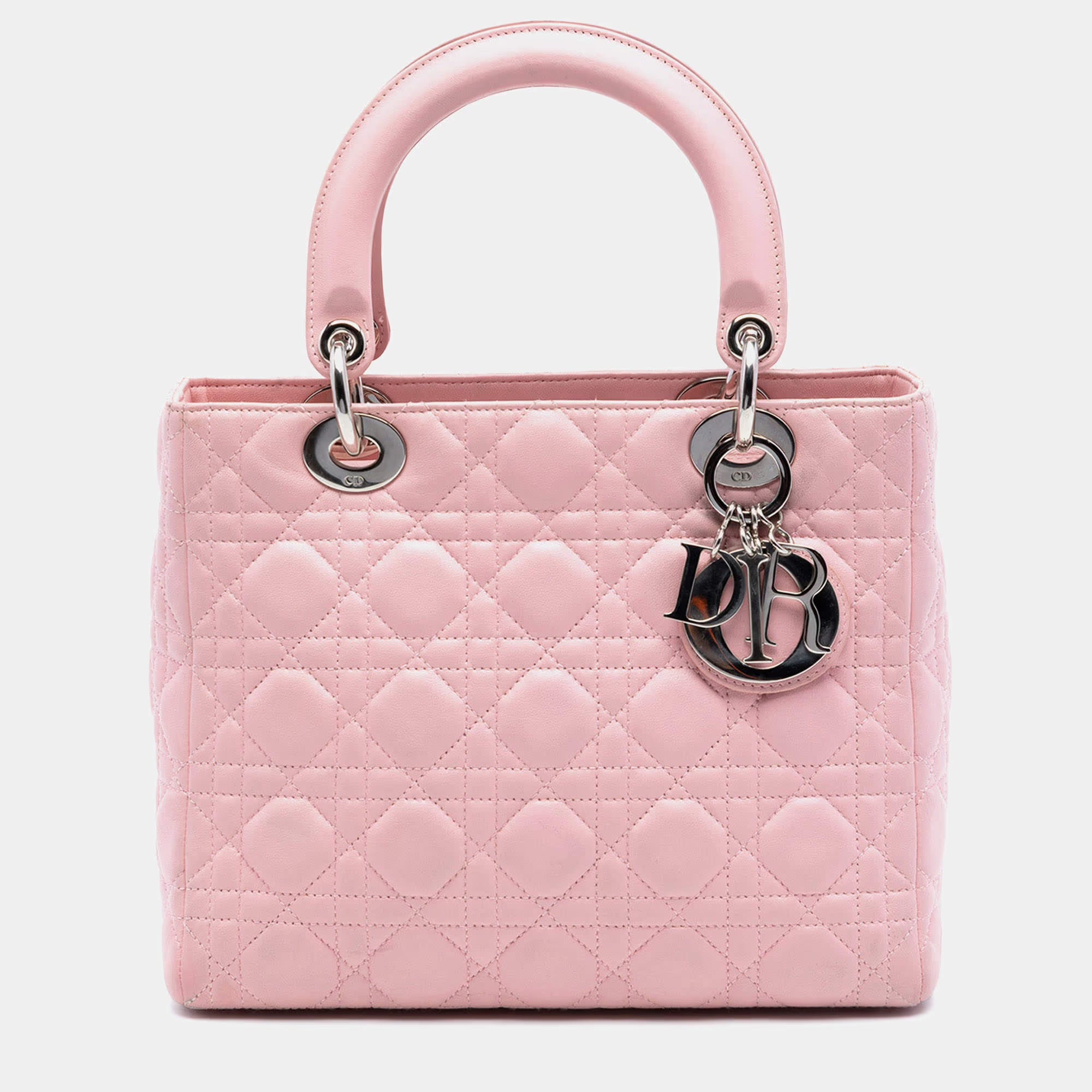 Dior Pink Medium Lambskin Cannage Lady Dior
