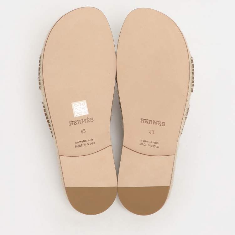 Hermes Brown Suede Antigua Espadrille Flats Size 43