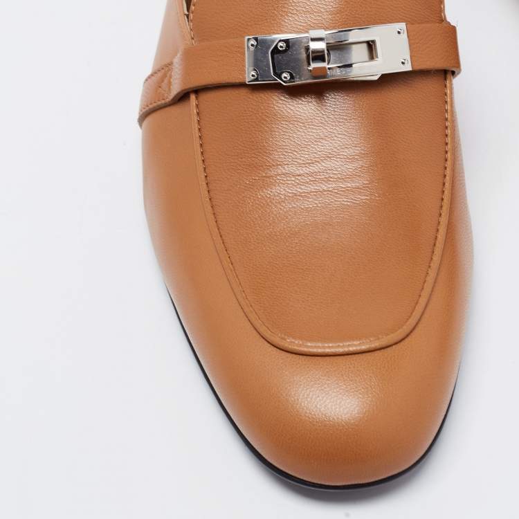 Hermes Brown Leather Oz Mules Size 37.5