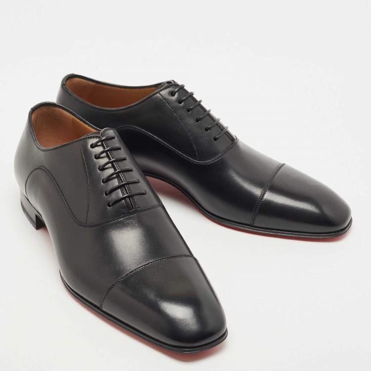 Christian Louboutin Black Leather Greggo Lace Up Oxfords Size 39.5