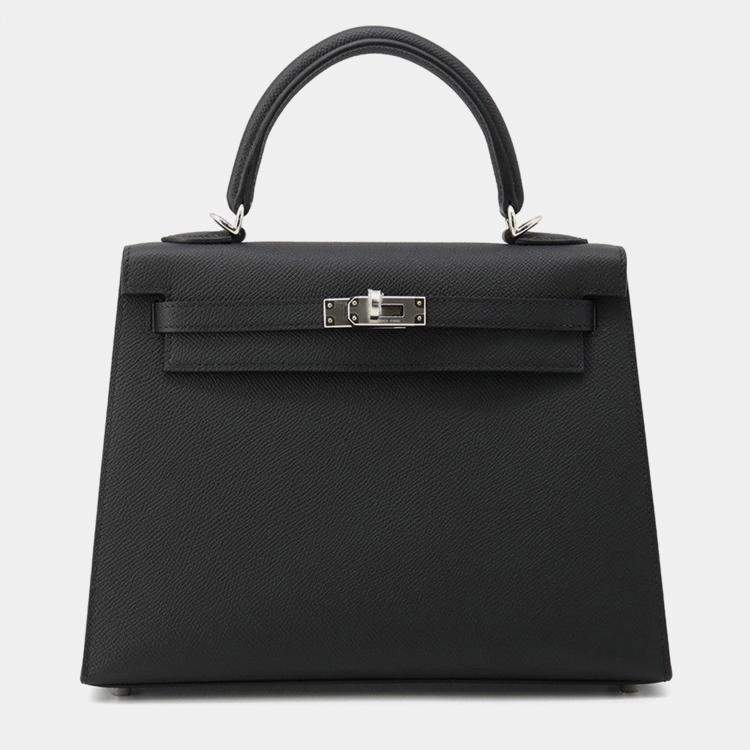Hermes Kelly Sellier Black Epsom Size 25