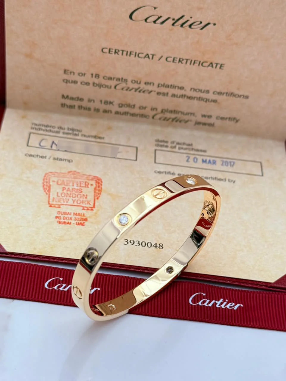 Cartier Love 4 Diamonds Bracelet Size 16