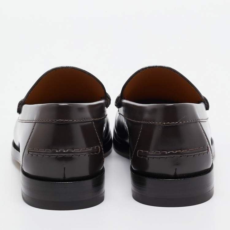 Gucci Brown Leather Horsebit Slip On Loafers Size 42.5