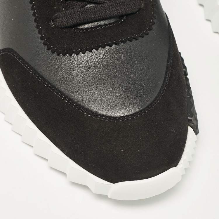 Hermes Black Leather and Suede Bouncing Sneakers Size 43