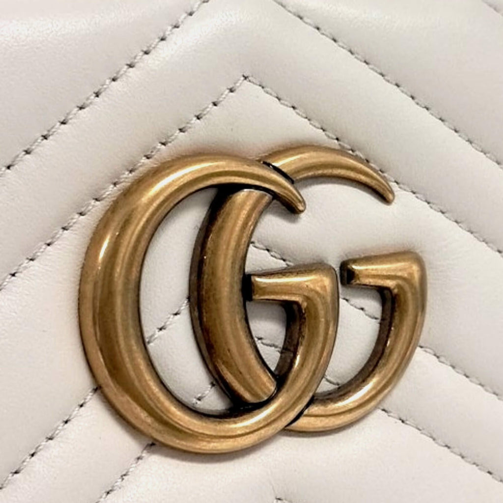 Gucci Cream Leather Marmont Matrasse Tote and Shoulder Bag