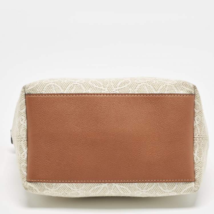 Loewe Cubi Anagram Small Brown/Beige Canvas and Leather Bag