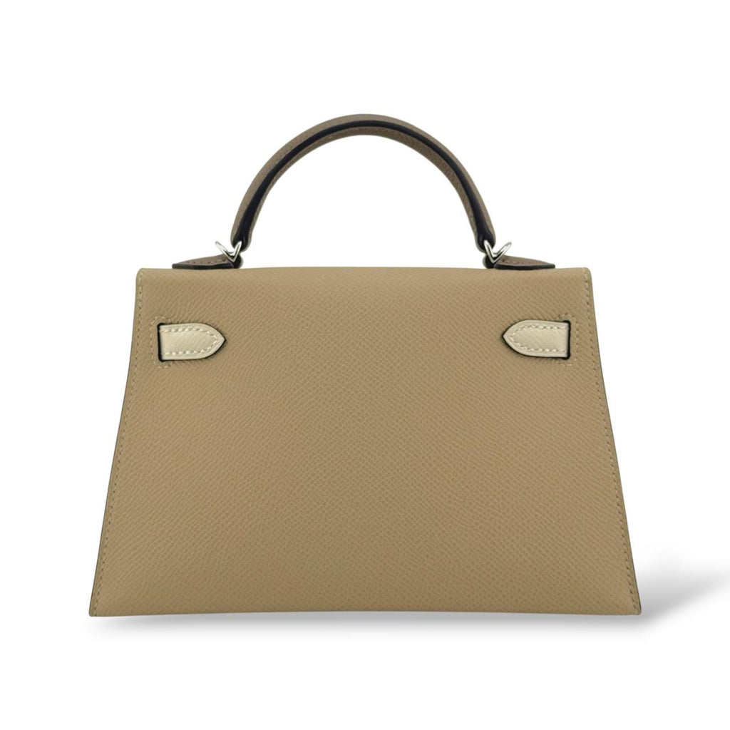 Hermes Kelly Mini Tricolor Tench/Craie/Etoupe Epsom PHW
