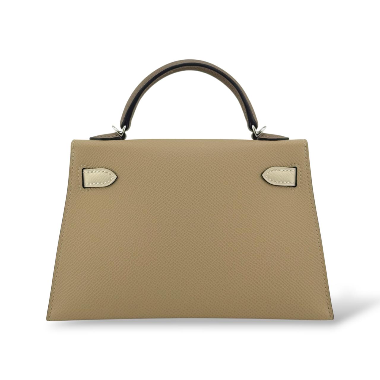 Hermes Kelly Mini Tricolor Tench/Craie/Etoupe Epsom PHW