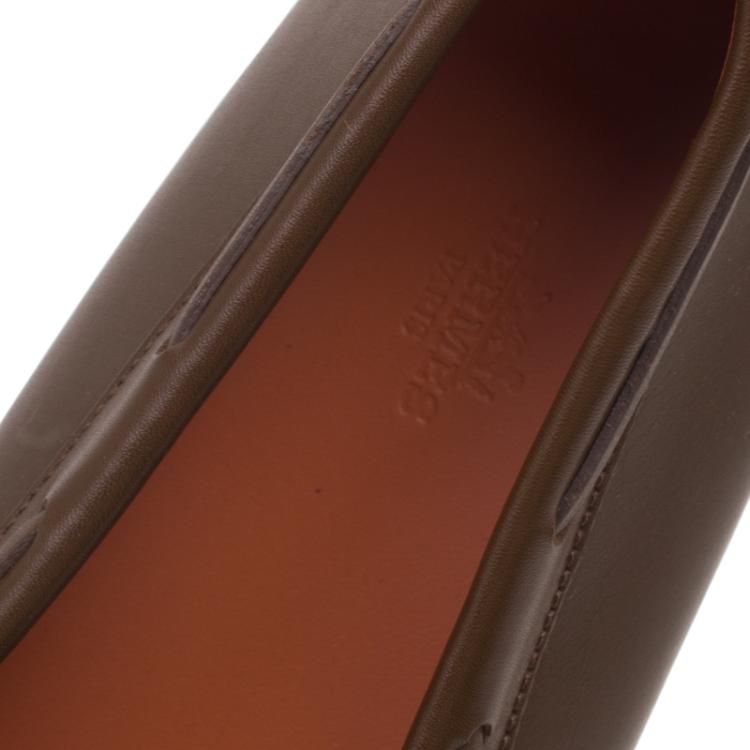 Hermes Brown Leather Leonard Tassel Moccasins Size 44