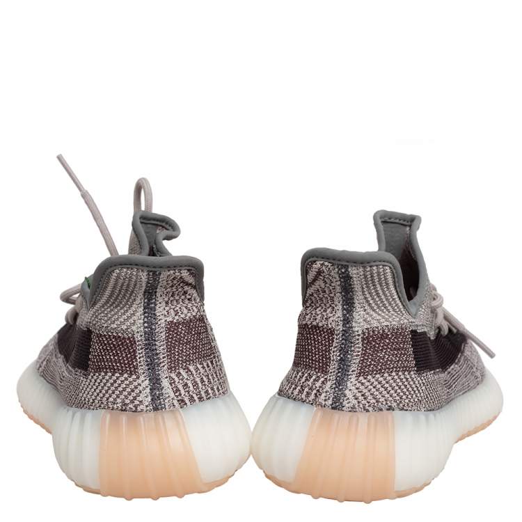 Yeezy x Adidas Grey/Brown Knit Fabric Boost 350 V2 Zyon Sneakers Size 43 1/3