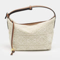 Loewe Cubi Anagram Small Brown/Beige Canvas and Leather Bag