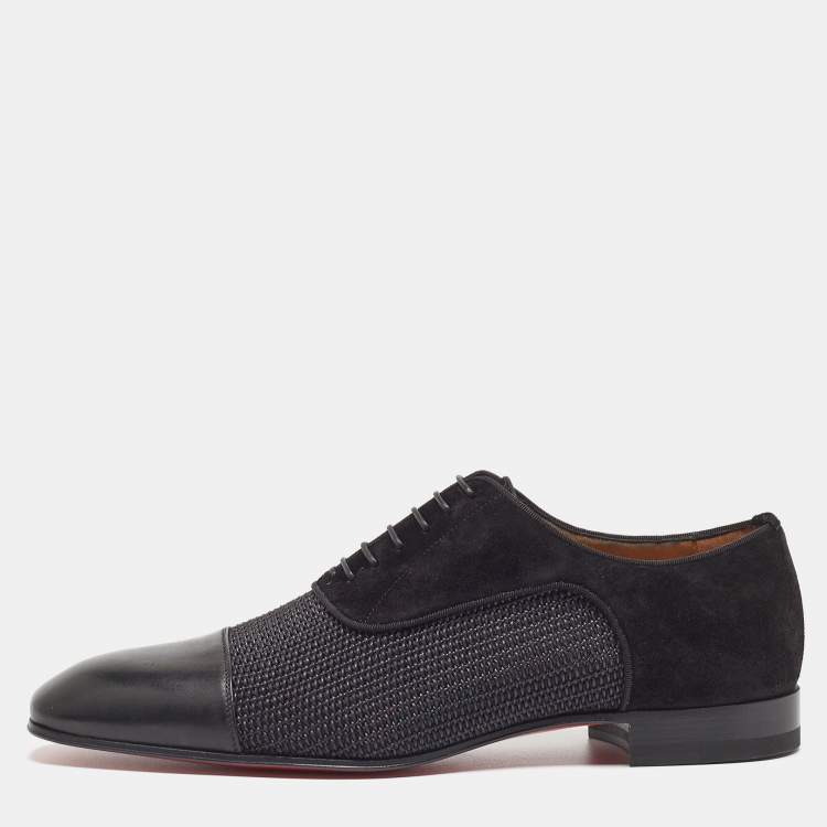 Christian Louboutin Black Leather and Suede Greggo Lace Up Oxford Size 40