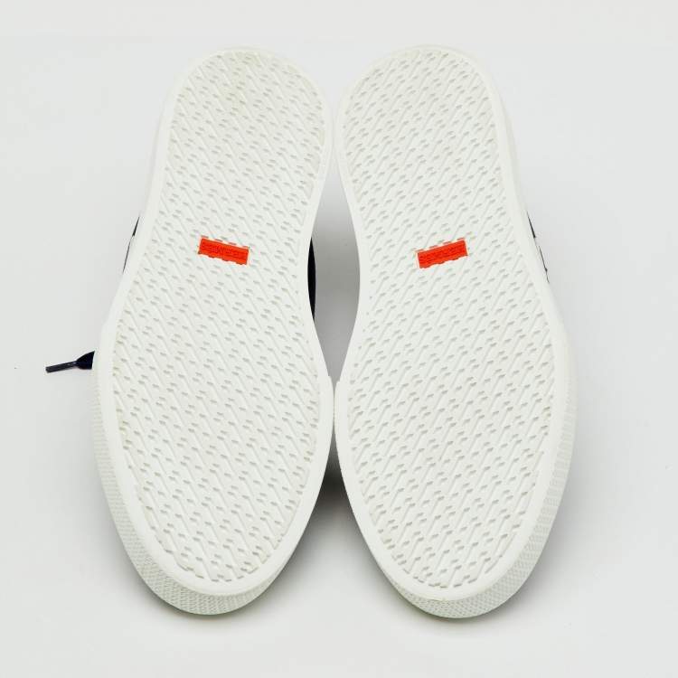 Hermes Navy Blue/Black Denim and Leather Envy Low Top Sneakers Size 43