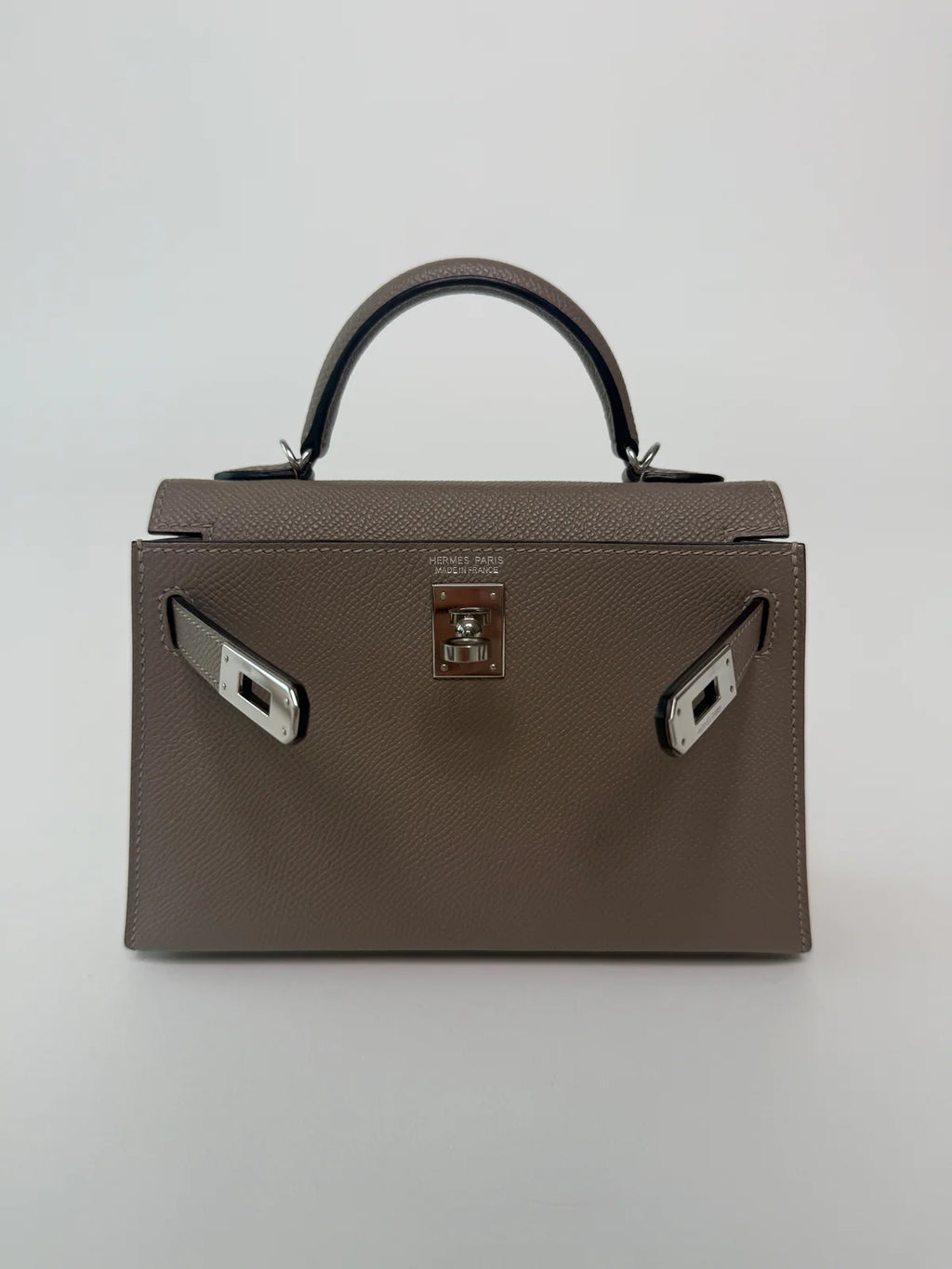 HERMÉS MINI KELLY GRIS ASPHALT IN EPSOM LEATHER WITH PHW