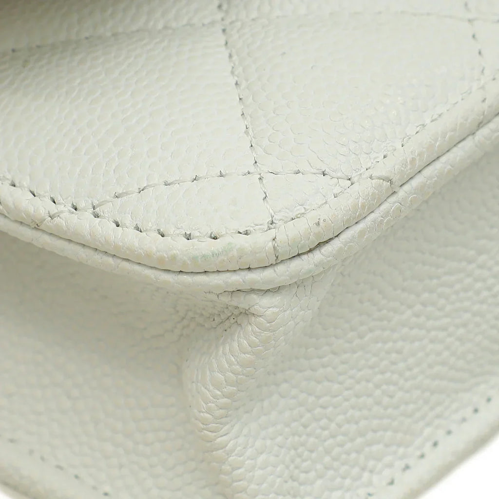 Chanel CC Classic Wallet on Chain White