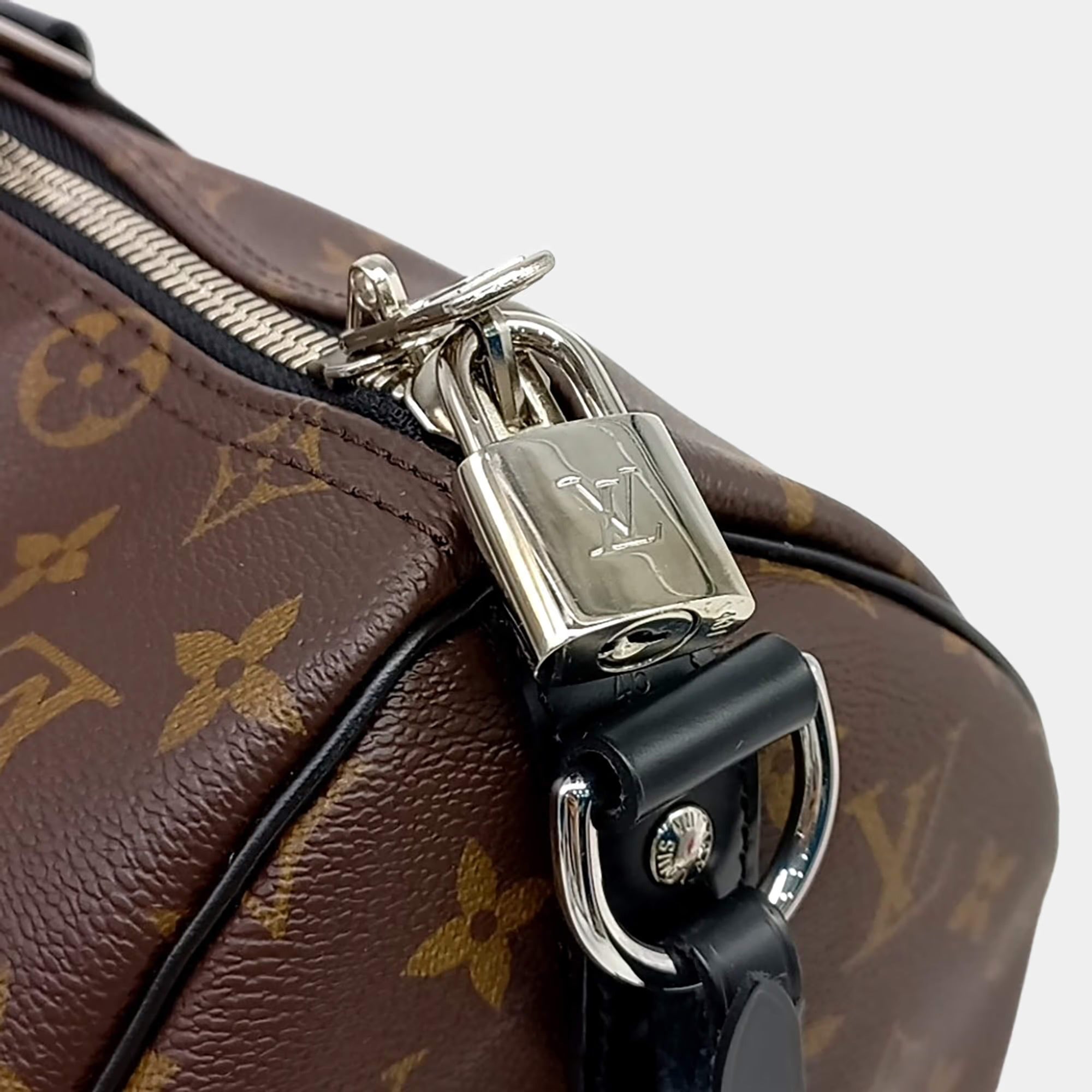 Louis Vuitton Brown PVC Macassar Bandouliere Keepall 45