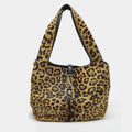 Saint Laurent LE 5 À 7 Bea Brown Leopard Print Calf Hair Tote