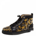 Christian Louboutin Black Leather Louis Spike High Top Sneakers Size 40.5