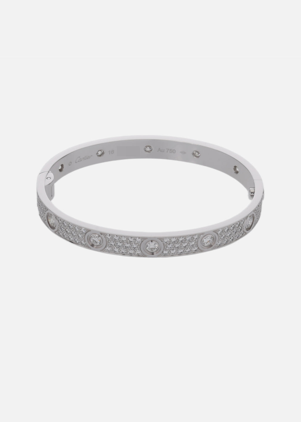 CARTIER Love Bracelet Full Pave Diamond In 18K White Gold Size 16