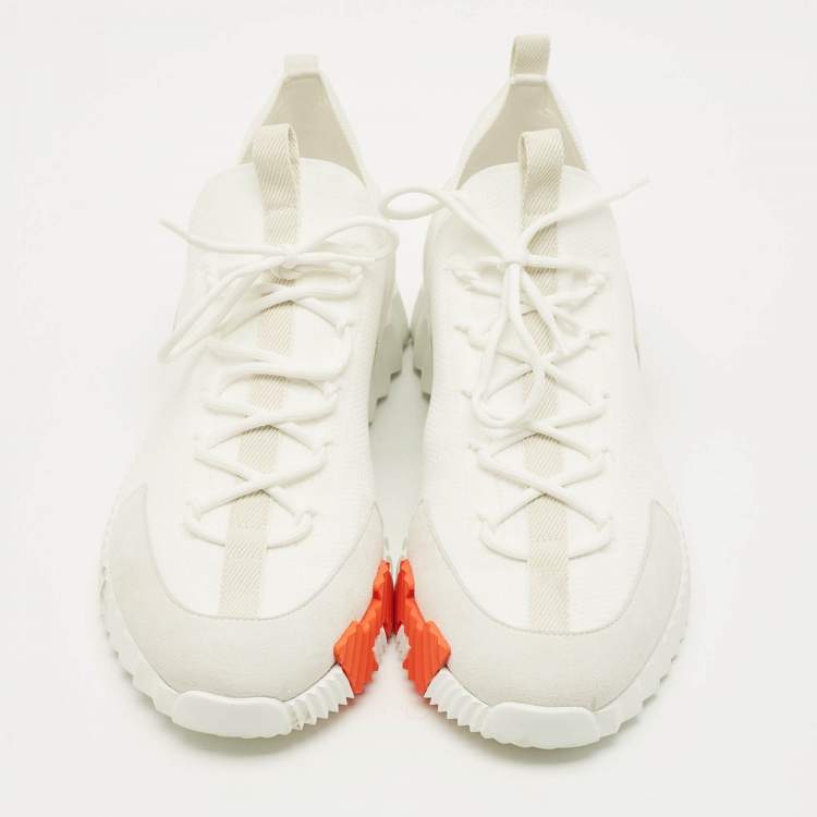 Hermes Lift Size 45 White Fabric and Suede Slip On Sneakers