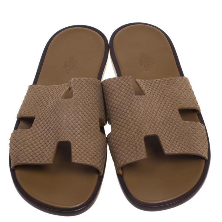 Hermes Beige Python Izmir Sandals Size 43.5