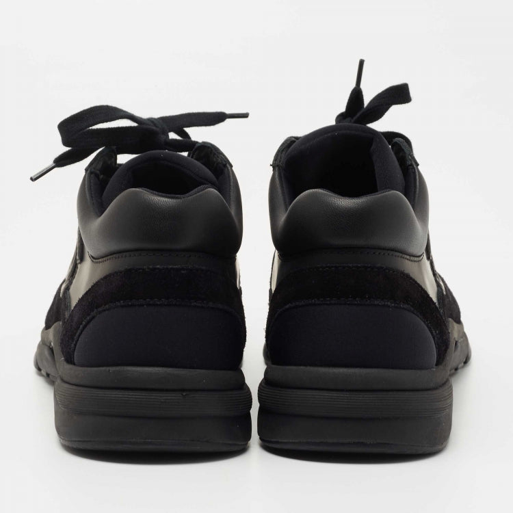 Chanel Black Suede and Fabric CC Logo Sneakers Size 40