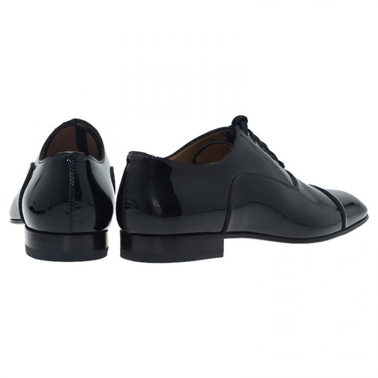 Christian Louboutin Black Patent Greggo Flat Oxfords Size 41